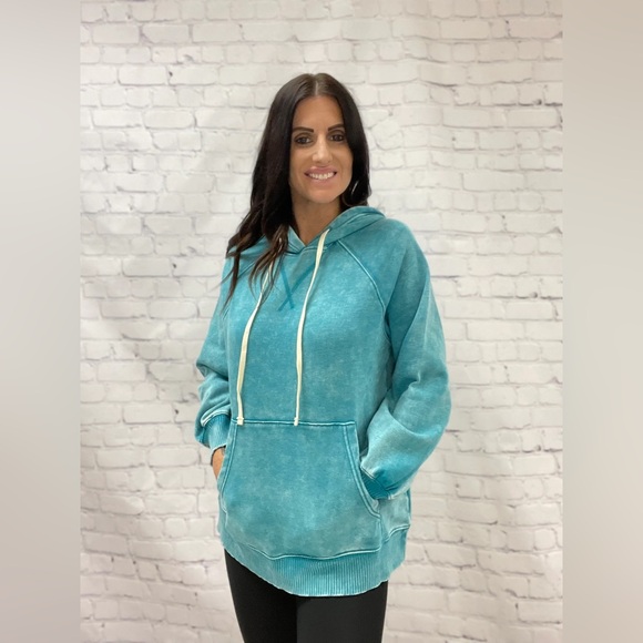 Zenana Outfitters Tops - NWOT SIZE S Zenana Outfitters Aqua Blue Hoodie for Women